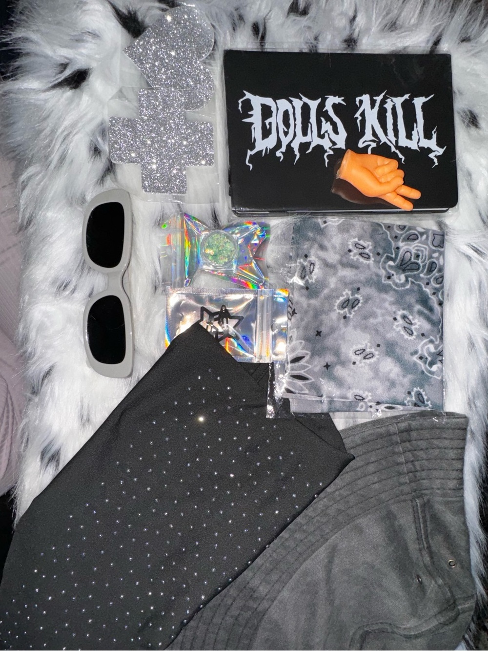 black grey rave bodysuit + accessories bundle 10pc